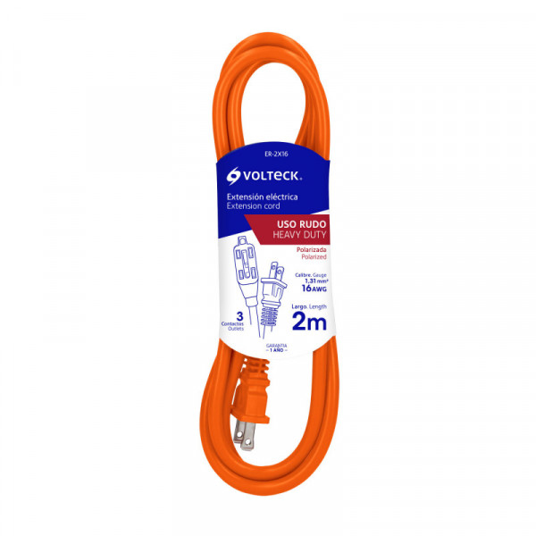 ER-2X16 Extensión eléctrica uso rudo, 2 m, calibre 16, Volteck TRUPER | DIHERESA
