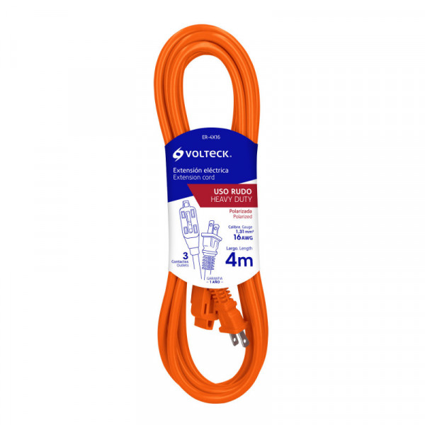 ER-4X16 Extensión eléctrica uso rudo, 4 m, calibre 16, Volteck TRUPER | DIHERESA
