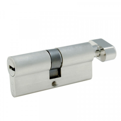 LCM70QNS LOCK Cilindro europeo 70mm llave de puntos y mariposa níquel satinado