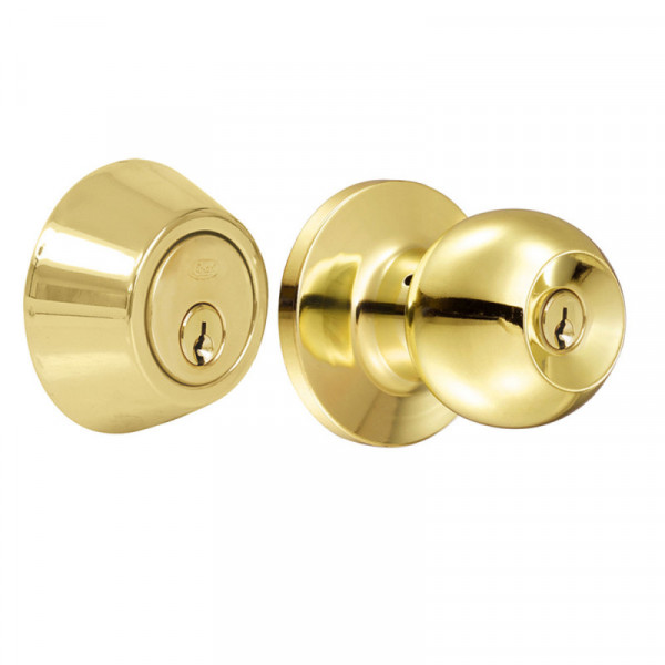 15CB LOCK Combo pomo bola función sencilla latón brillante Lock | DIHERESA