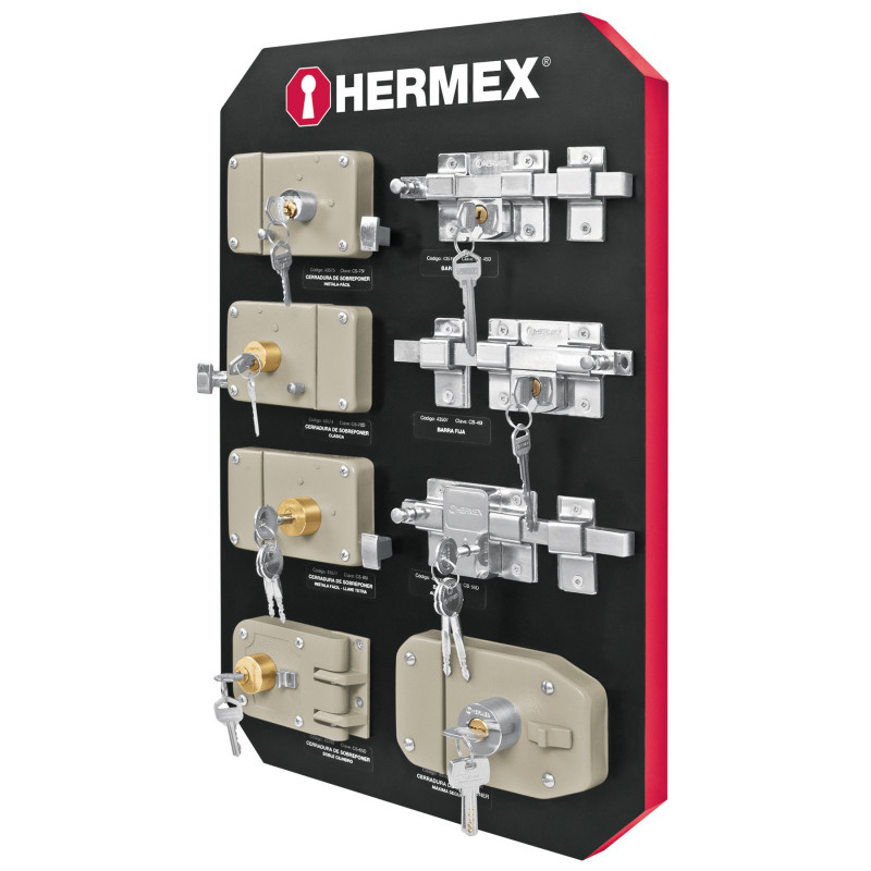 EX-HE-SB Exhibidor Hermex con sobreponer y barra TRUPER | DIHERESA