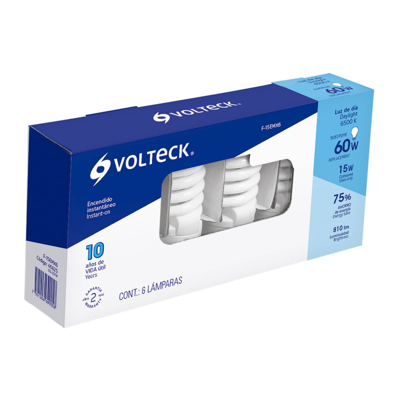 F-15EMX6 Lámpara 15 W, espiral mini, luz día, T2, en caja 6 piezas TRUPER | DIHERESA F-15EMX6 Lámpara 15 W, espiral mini, luz día, T2, en caja 6 piezas TRUPER | DIHERESA