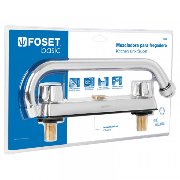 F-318B Mezcladora para fregadero, manerales hexagonal,Basic,blister TRUPER | DIHERESA