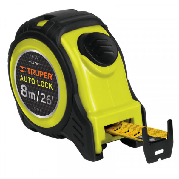 FA-8M Flexómetro Auto Lock, 8 m, cinta 25 mm TRUPER | DIHERESA