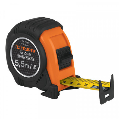 FH-55M Flexómetro Gripper, contra impacto, 5.5 m, cinta 25 mm TRUPER | DIHERESA