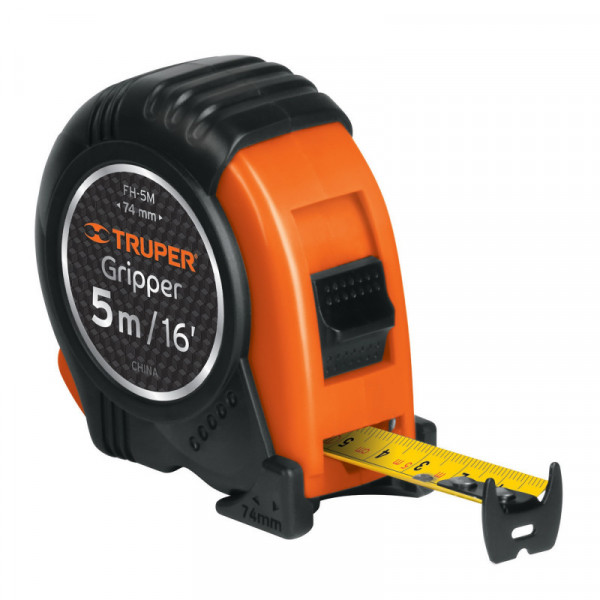 FH-5M Flexómetro Gripper, contra impacto, 5 m, cinta 19 mm TRUPER | DIHERESA