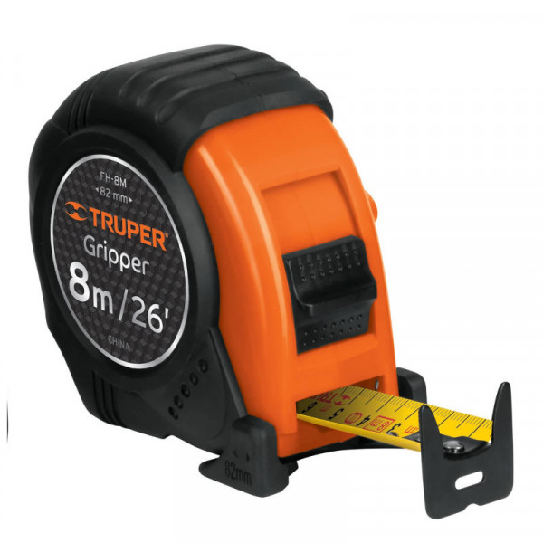 FH-8M Flexómetro Gripper, contra impacto, 8 m, cinta 25 mm TRUPER | DIHERESA