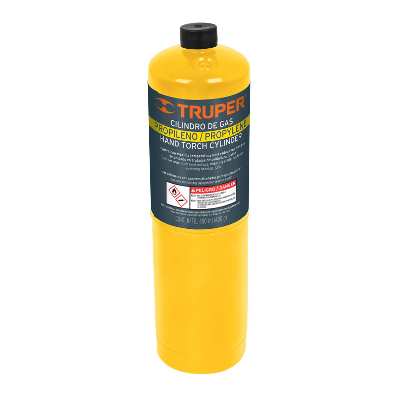 GAS-400N Cilindro de gas propileno de 400g, amarillo TRUPER | DIHERESA GAS-400N Cilindro de gas propileno de 400g, amarillo TRUPER | DIHERESA