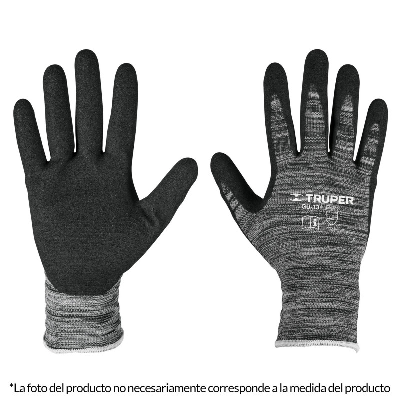 GU-132 Guantes de nylon recubiertos de nitrilo arenoso, medianos TRUPER | DIHERESA