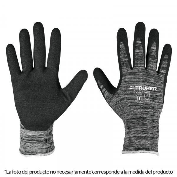 GU-133 Guantes de nylon recubiertos de nitrilo arenoso, grandes TRUPER | DIHERESA