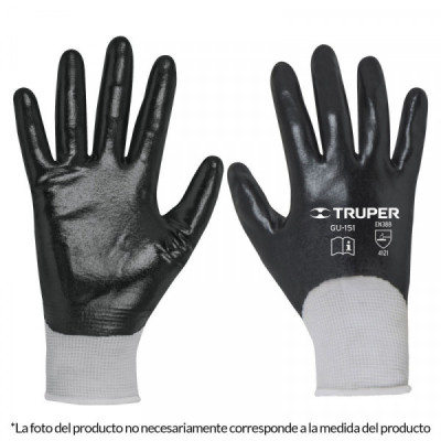 GU-151 Guantes de poliéster con recubrimiento de nitrilo, chicos TRUPER | DIHERESA