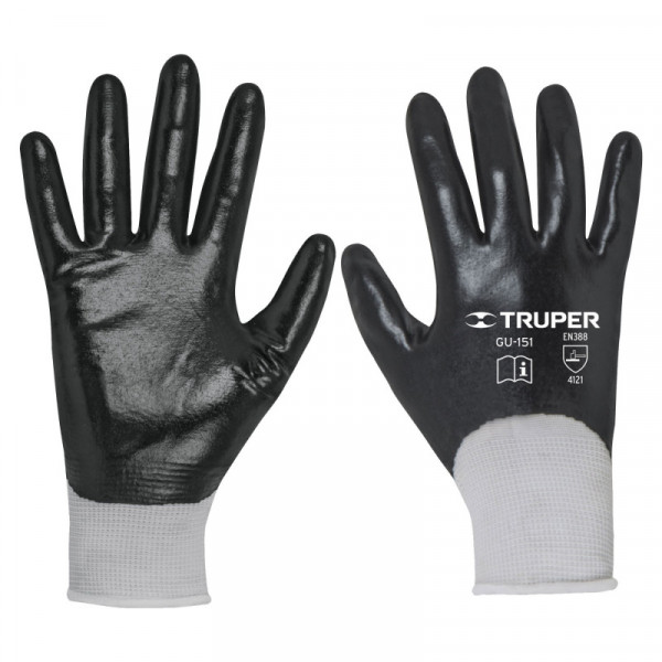 GU-152 Guantes de poliéster con recubrimiento de nitrilo, medianos TRUPER | DIHERESA