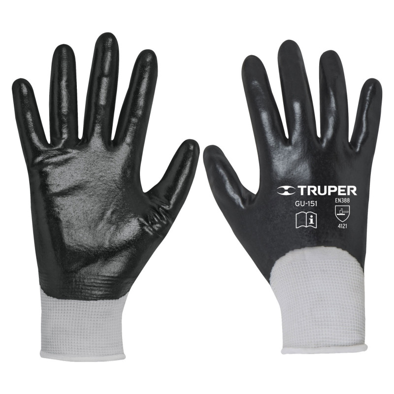 GU-152 Guantes de poliéster con recubrimiento de nitrilo, medianos TRUPER | DIHERESA