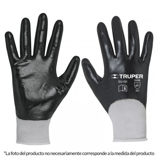 GU-153 Guantes de poliéster con recubrimiento de nitrilo, grandes TRUPER | DIHERESA