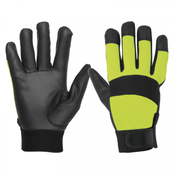 GU-645 Guantes mecánico, alta visibilidad, palma poliuretano, verde TRUPER | DIHERESA