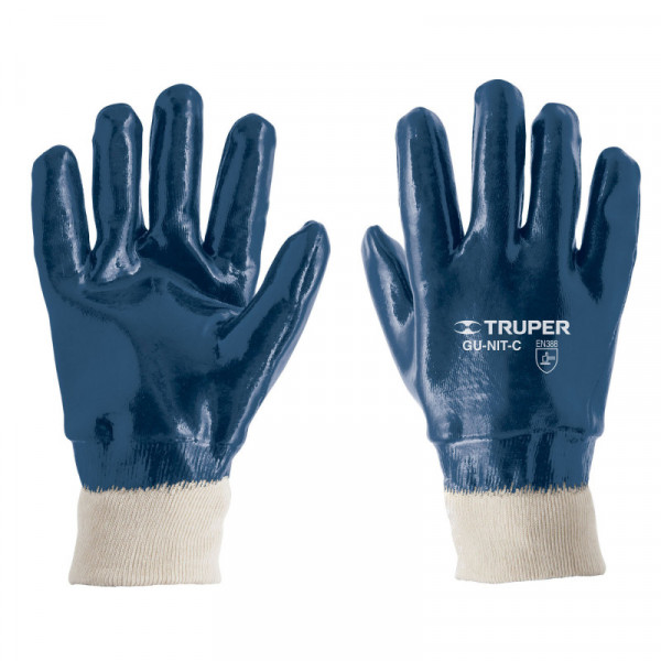 GU-835 Guantes algodón recubierto con nitrilo, puño calcetín TRUPER | DIHERESA