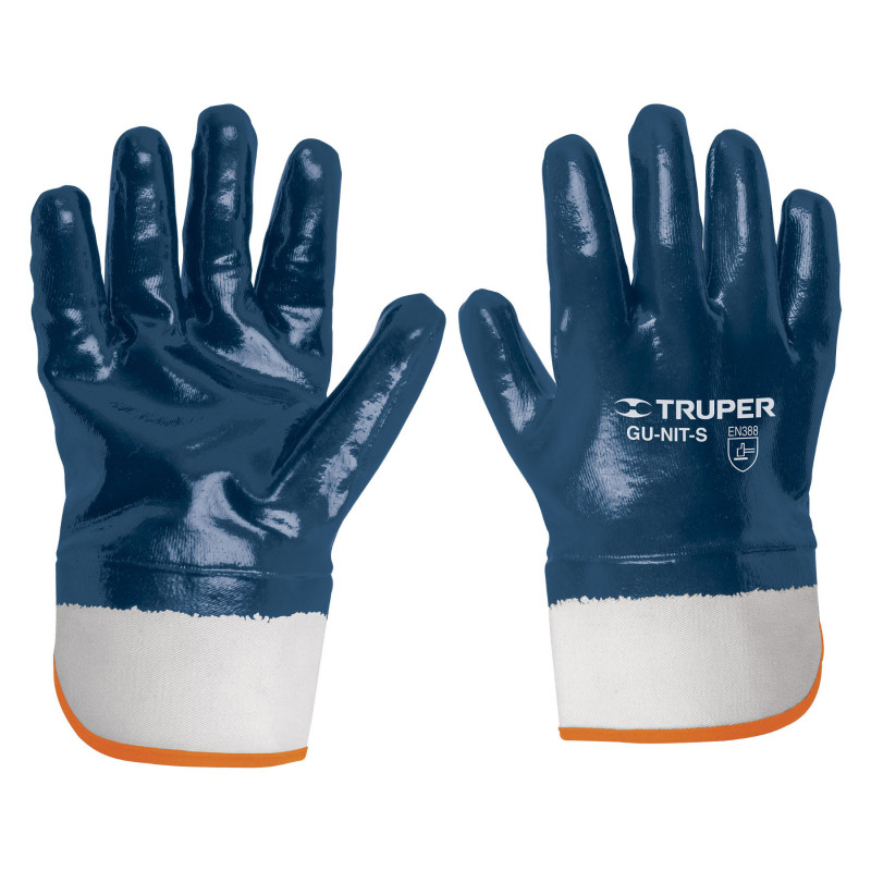 GU-845 Guantes algodón recubierto con nitrilo, puño seguridad TRUPER | DIHERESA