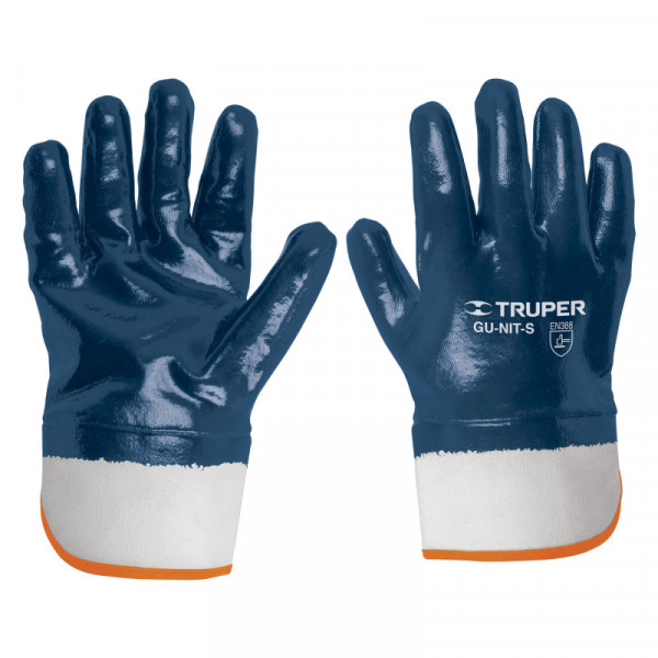 GU-845 Guantes algodón recubierto con nitrilo, puño seguridad TRUPER | DIHERESA