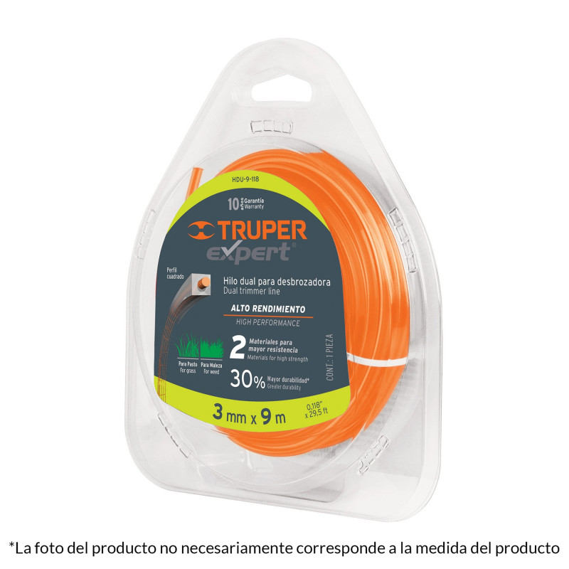 HDU-15-80 Hilo para desbrozadora dual, en blister, 15 m, 0.080' TRUPER | DIHERESA