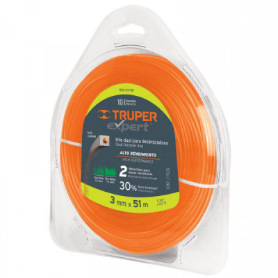 HDU-51-118 Hilo para desbrozadora dual, en blister, 51 m, 0.118' TRUPER | DIHERESA
