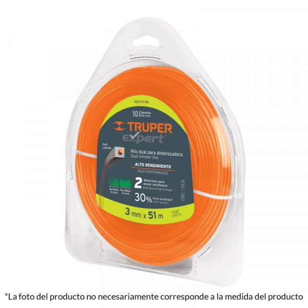 HDU-63-105 Hilo para desbrozadora dual, en blister, 63 m, 0.105' TRUPER | DIHERESA
