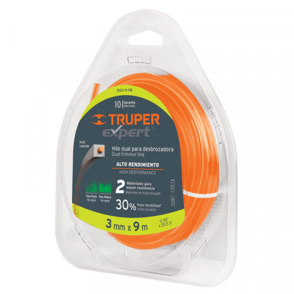 HDU-9-118 Hilo para desbrozadora dual, en blister, 9 m, 0.118' TRUPER | DIHERESA