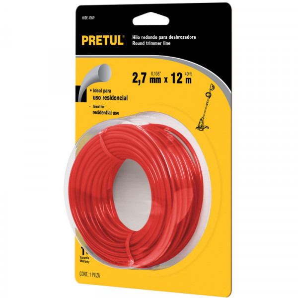 HIDE-105P Hilo redondo para desbrozadora, 12 m, 2.7 mm, Pretul TRUPER | DIHERESA