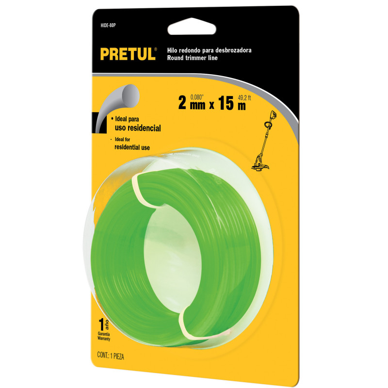 HIDE-80P Hilo redondo para desbrozadora, 15 m, 2 mm, Pretul TRUPER | DIHERESA