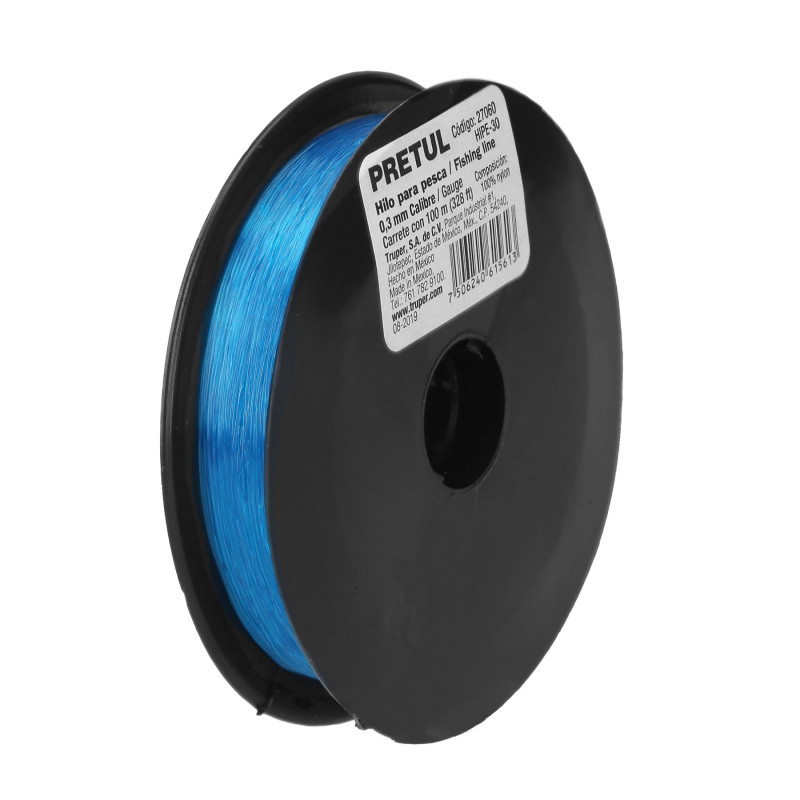 HIPE-30 Hilo para pesca, rollo 100 m, calibre 0.30 mm, azul TRUPER | DIHERESA