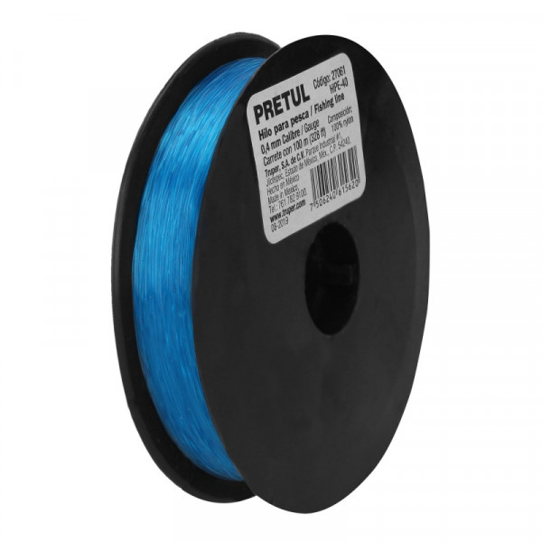 HIPE-40 Hilo para pesca, rollo 100m, calibre 0.40mm, azul TRUPER | DIHERESA