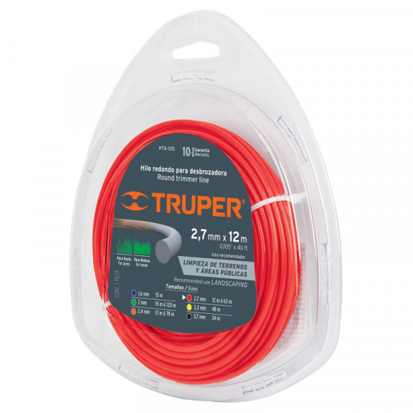 HTA-105 Hilo redondo para desbrozadora, 12 m largo, 2.7 mm, blister TRUPER | DIHERESA