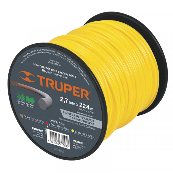 HTR3-130 Hilo redondo para desbrozadora, carrete, 142 m , 3.3 mm TRUPER | DIHERESA