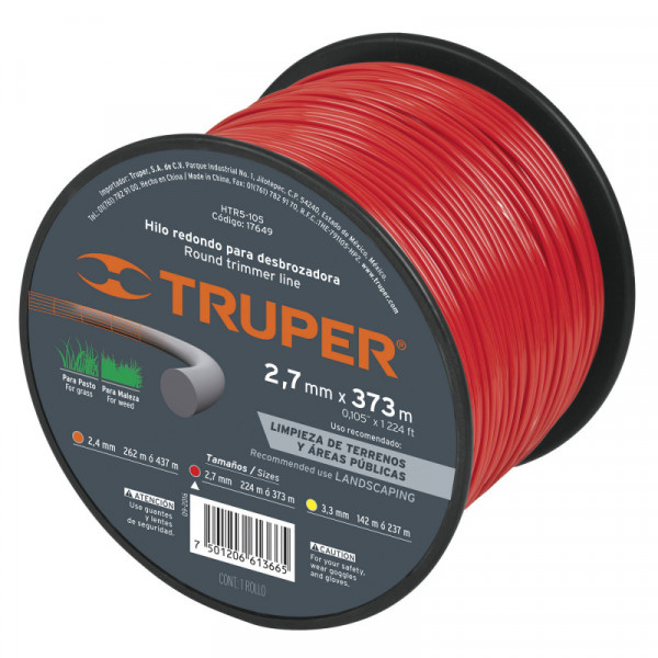 HTR5-105 Hilo redondo para desbrozadora, carrete, 373 m, 2.7 mm TRUPER | DIHERESA