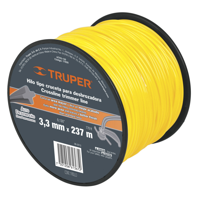 HTR5-130 Hilo redondo para desbrozadora, carrete, 237 m, 3.3 mm TRUPER | DIHERESA HTR5-130 Hilo redondo para desbrozadora, carrete, 237 m, 3.3 mm TRUPER | DIHERESA