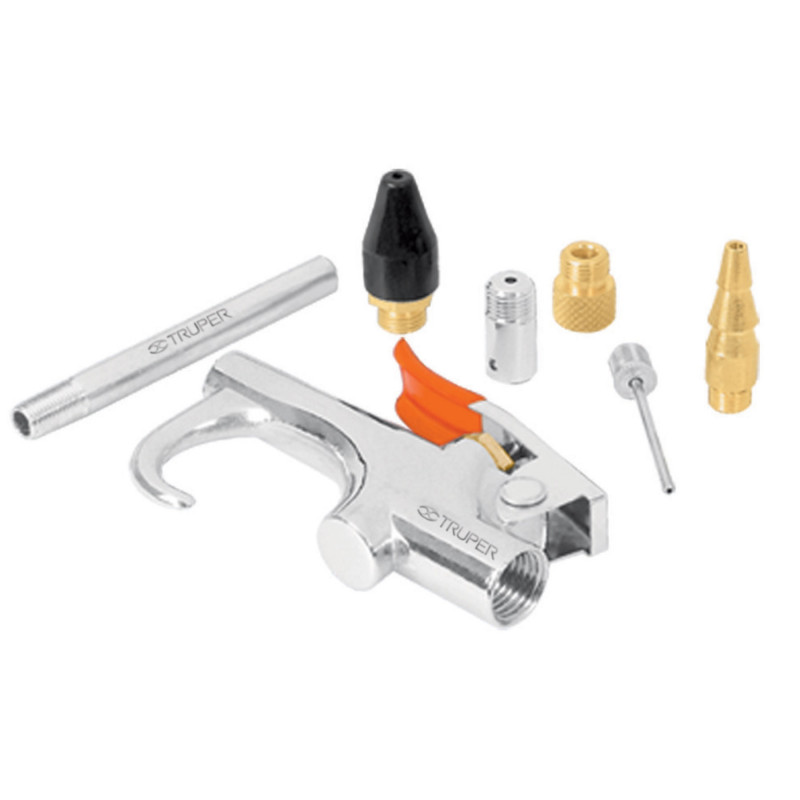 JAN-7 Juego de pistola sopleteadora con 2 boquillas y 4 accesorios TRUPER | DIHERESA JAN-7 Juego de pistola sopleteadora con 2 boquillas y 4 accesorios TRUPER | DIHERESA