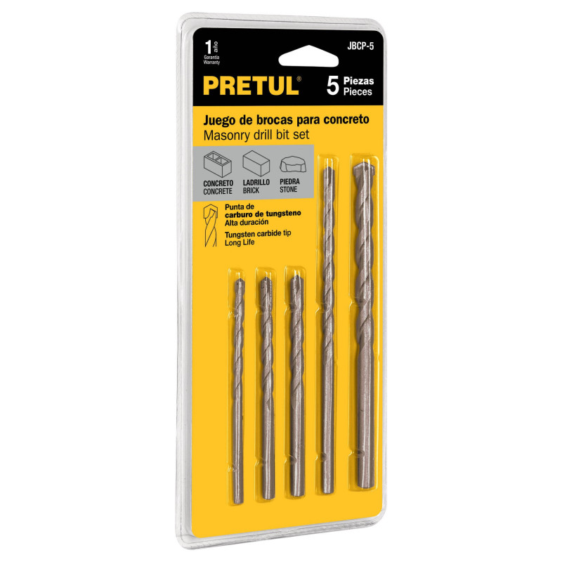 JBCP-5 Juego de brocas para concreto, 5 piezas, Pretul TRUPER | DIHERESA JBCP-5 Juego de brocas para concreto, 5 piezas, Pretul TRUPER | DIHERESA