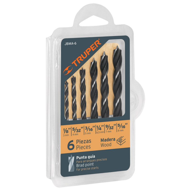 JBMA-6 Juego de brocas para madera, 6 piezas TRUPER | DIHERESA JBMA-6 Juego de brocas para madera, 6 piezas TRUPER | DIHERESA
