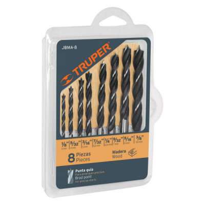 JBMA-8 Juego de brocas para madera, 8 piezas TRUPER | DIHERESA