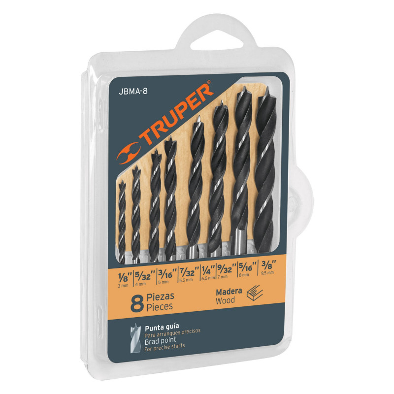 JBMA-8 Juego de brocas para madera, 8 piezas TRUPER | DIHERESA JBMA-8 Juego de brocas para madera, 8 piezas TRUPER | DIHERESA