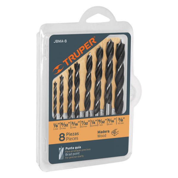 JBMA-8 Juego de brocas para madera, 8 piezas TRUPER | DIHERESA