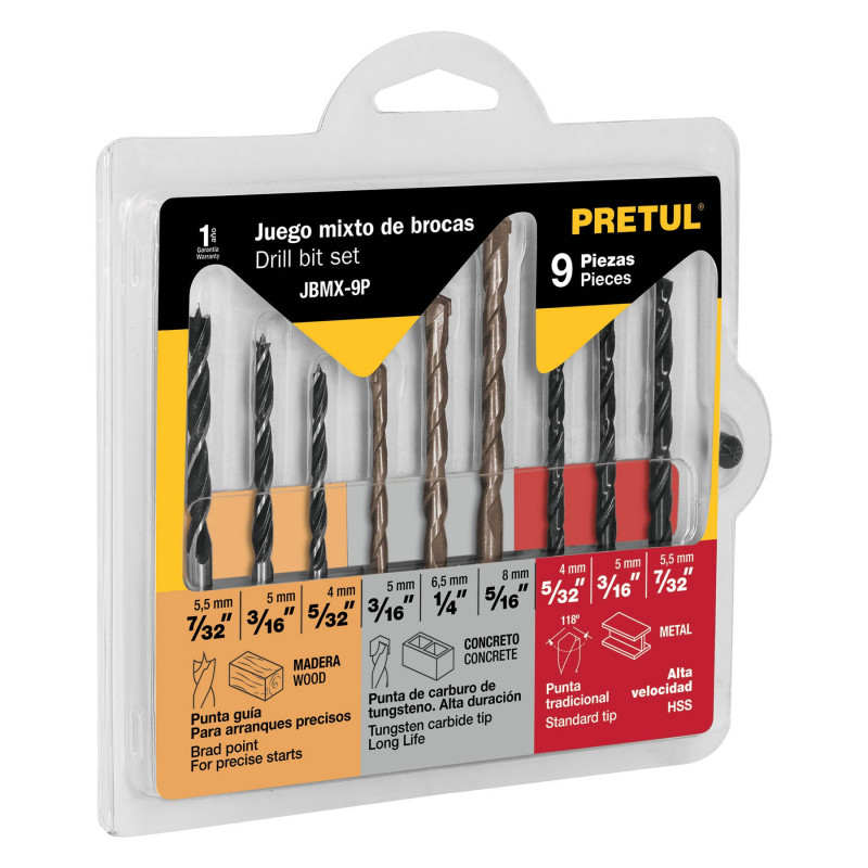 JBMX-9P Juego de brocas mixto, 9 piezas, Pretul TRUPER | DIHERESA JBMX-9P Juego de brocas mixto, 9 piezas, Pretul TRUPER | DIHERESA
