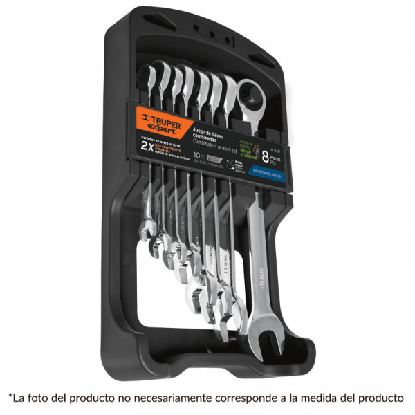 JC-8XP Juego llaves combinadas con matraca, 8 pzas, Truper Expert TRUPER | DIHERESA