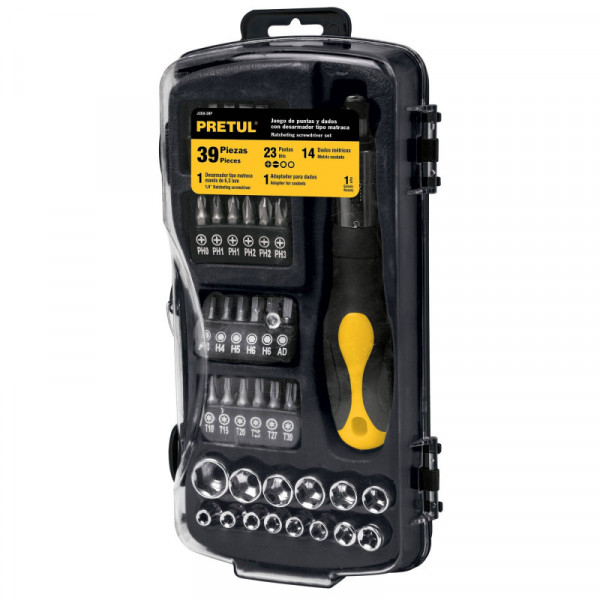 JUDA-39P Juego de dados, cuadro 1/4', 39 piezas, Pretul TRUPER | DIHERESA