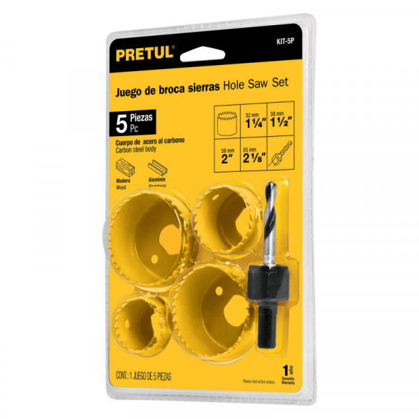 KIT-5P Kit 5 brocasierras para madera, blister, Pretul TRUPER | DIHERESA