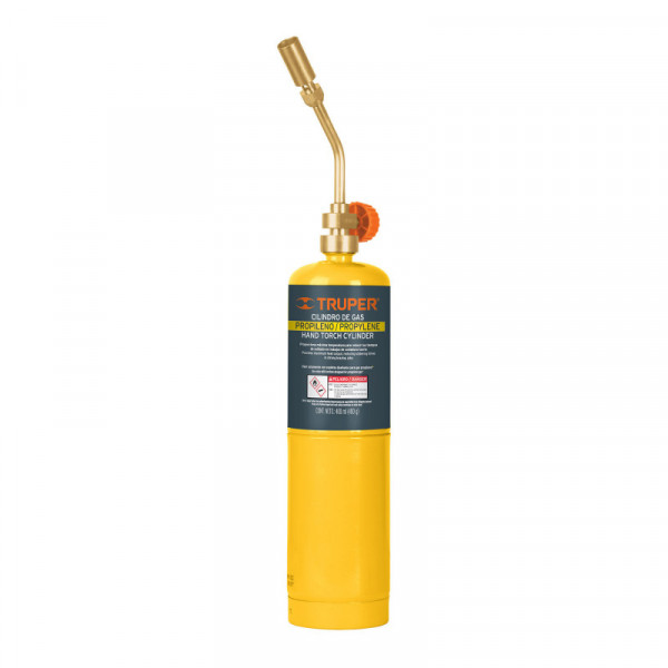 KIT-GAS-400N Kit de mechero y cilindro de gas propileno de 400g, amarillo TRUPER | DIHERESA