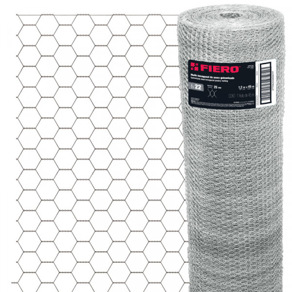 MAHE-2512 Malla de acero galvanizado, hexagonal, 25 mm x 1.20 m TRUPER | DIHERESA