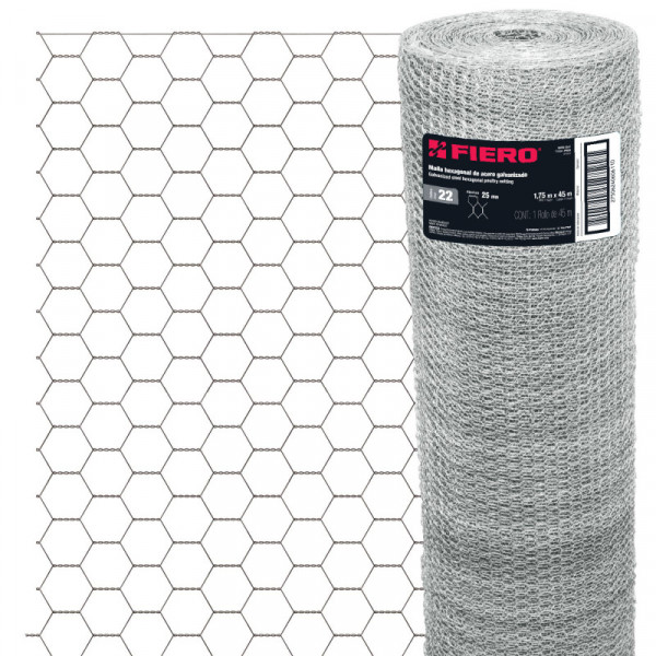 MAHE-2517 Malla de acero galvanizado, hexagonal, 25 mm x 1.75 m TRUPER | DIHERESA
