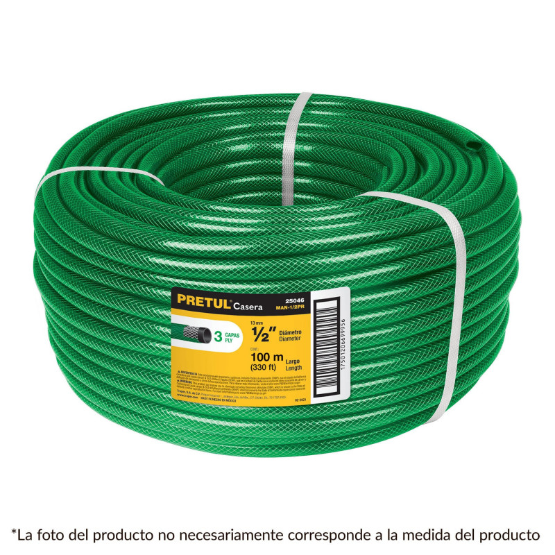 MAN-1PR Manguera 1', reforzada, 3 capas, 50 m, Pretul TRUPER | DIHERESA