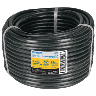 MGAN-500 Manguera flexible negra, PVC, 3/8', 300 PSI,sin conexión,50m TRUPER | DIHERESA