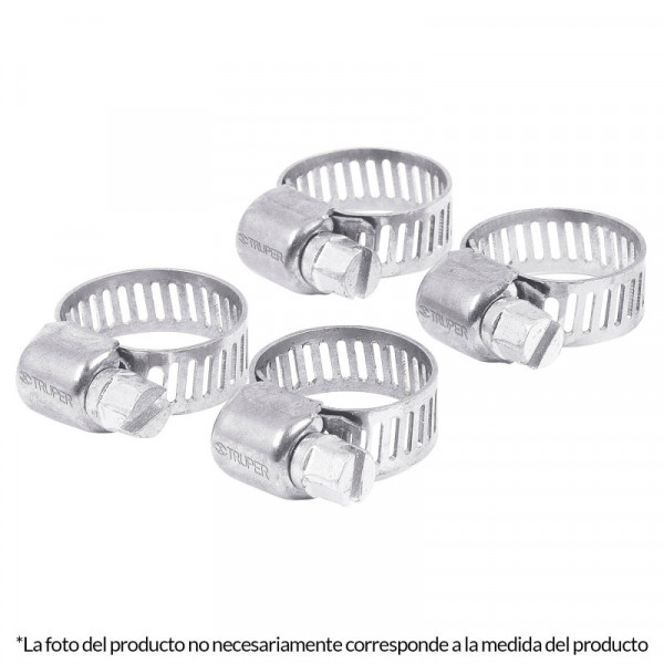 MINI-4B Abrazadera mini-4 de acero inoxidable, blister con 4 pzas TRUPER | DIHERESA